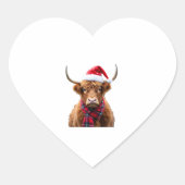 Boho Xmas Christmas Highland Cow T-Shirt (2) Hart Sticker (Voorkant)