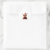 Boho Xmas Christmas Highland Cow T-Shirt (2) Ronde Sticker (Tas)