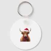 Boho Xmas Christmas Highland Cow T-Shirt (2) Sleutelhanger (Voorkant)