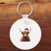 Boho Xmas Christmas Highland Cow T-Shirt (2) Sleutelhanger (Voorkant)