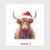 Boho Xmas Christmas Highland Cow T-Shirt (2) Sticker (Vel)