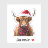 Boho Xmas Christmas Highland Cow T-Shirt (2) Sticker (Vel)