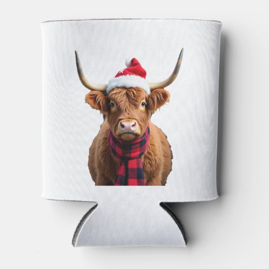 Boho Xmas Christmas Highland Cow T-Shirt (3) Blikjeskoeler (Voorkant)