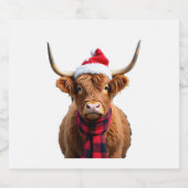 Boho Xmas Christmas Highland Cow T-Shirt (3) Sparkling Wijnetiket (Enkel label)