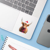 Boho Xmas Christmas Highland Cow T-Shirt (3) Sticker (Laptop met iPhone)