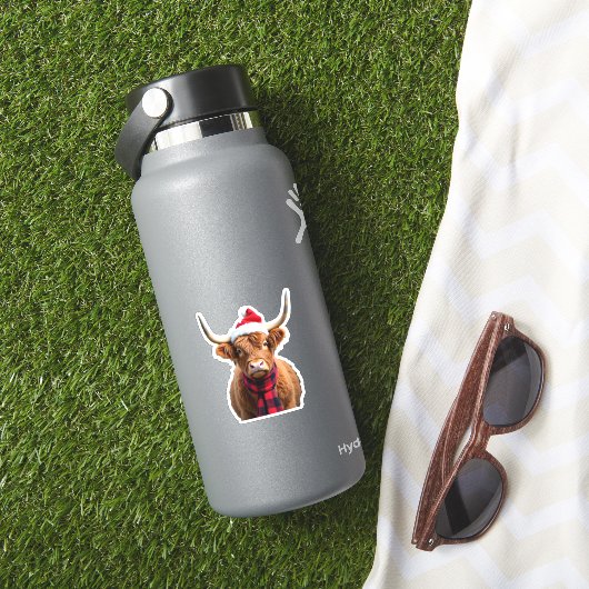 Boho Xmas Christmas Highland Cow T-Shirt (3) Sticker (HydroFlask Insitu)