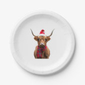 Boho Xmas Christmas Highland Cow T-Shirt (4) Papieren Bordje (Voorkant)
