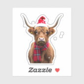 Boho Xmas Christmas Highland Cow T-Shirt (4) Sticker (Vel)