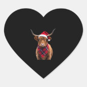 Boho Xmas Christmas Highland Cow T-Shirt Hart Sticker (Voorkant)
