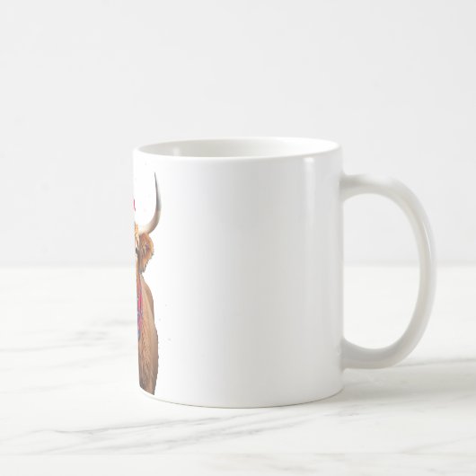 Boho Xmas Christmas Highland Cow T-Shirt Koffiemok (Rechts)