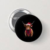 Boho Xmas Christmas Highland Cow T-Shirt Ronde Button 5,7 Cm (Voorkant /achterkant)