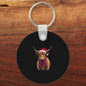 Boho Xmas Christmas Highland Cow T-Shirt Sleutelhanger (Voorkant)