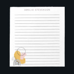 Boho Yellow Abstract Shapes Persoonlijk gelinkt Notitieblok<br><div class="desc">Dit stijlvolle notitieblok is een modern abstract kunstontwerp in geel en grijs. Pas het aan met jouw naam. Geweldig cadeauidee!</div>
