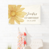Boho Yellow Daisy 1e verjaardag Spandoek (Insitu)