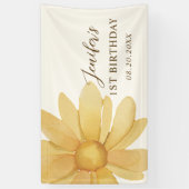 Boho Yellow Daisy 1e verjaardag Spandoek (Verticaal)