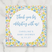 Boho Yellow Ditsy Floral Custom Baby shower Dank Bedankjes Labels (Achterkant)