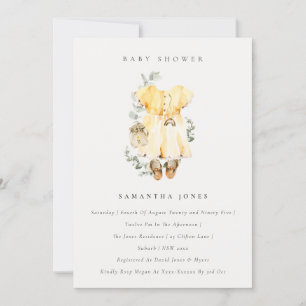 Boho Yellow Dress Foliage Girl Baby shower Invite Bedankkaart