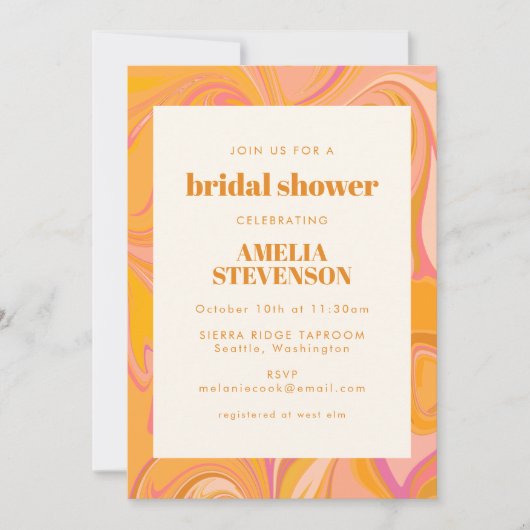 Boho Yellow en Roze Marmer Uniek Vrijgezellenfeest Kaart (Voorkant)