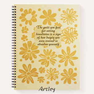 Boho Yellow Floral Stamp Custom Quote Journal Notitieboek