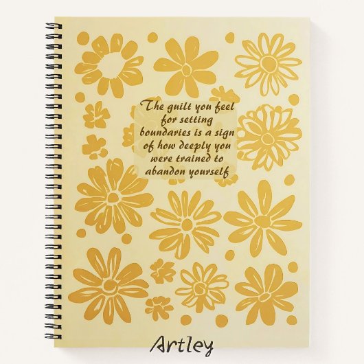 Boho Yellow Floral Stamp Custom Quote Journal Notitieboek