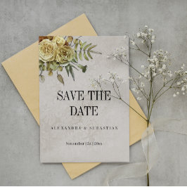 Boho Yellow Floral Vintage Bruiloft Bewaar de datu Save The Date