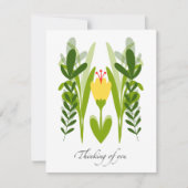 Boho Yellow Flower & Greenery Denking You Kaart (Voorkant)