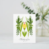 Boho Yellow Flower & Greenery Denking You Kaart (Staand voorkant)