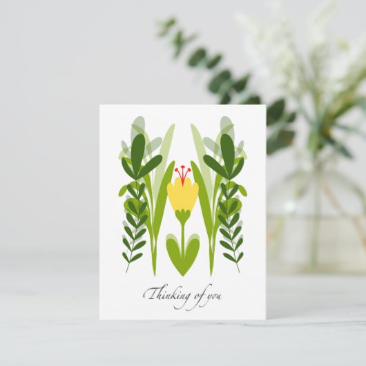 Boho Yellow Flower & Greenery Denking You Kaart (Staand voorkant)