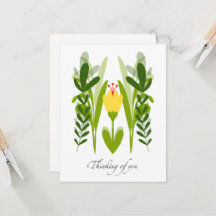 Boho Yellow Flower & Greenery Denking You Kaart