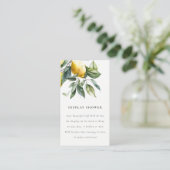 Boho Yellow Lemon Garden Display Baby shower Informatiekaartje (Staand voorkant)