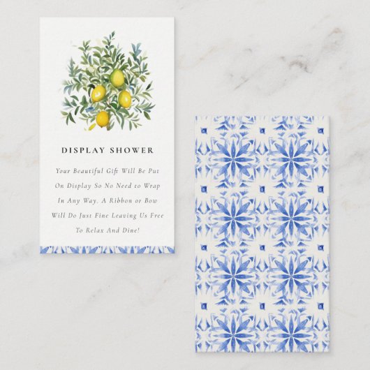 Boho Yellow Lemon Tree Display Douche Baby shower Informatiekaartje (Voorkant / Achterkant)