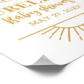 Boho Yellow Little Ray Sunshine On Way Baby shower Poster (Hoek)