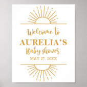 Boho Yellow Little Ray Sunshine On Way Baby shower Poster (Voorkant)