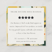 Boho Yellow Ochre Painted Floral Review Verzoek Vierkante Visitekaartje (Achterkant)