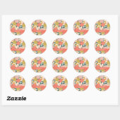 Boho Yellow Oranje Botanical Flowers Vrijgezellenf Ronde Sticker (Vel)