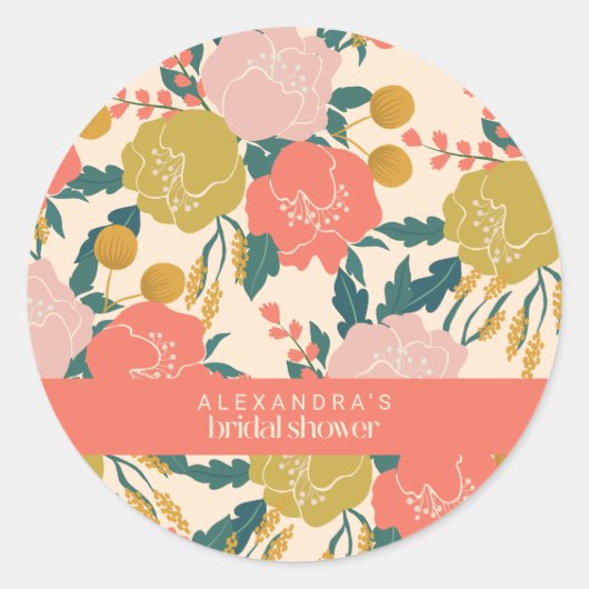 Boho Yellow Oranje Botanical Flowers Vrijgezellenf Ronde Sticker (Voorkant)