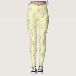  Boho Yellow Pink Paarse Waterverf Floral Leggings