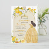 Boho Yellow Princess Mis Quince Anos Uitnodiging (Staand voorkant)