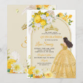 Boho Yellow Princess Mis Quince Anos Uitnodiging (Voorkant / Achterkant)