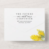Boho Yellow Summer Wildflower Rustic Photo Wedding All In One Uitnodiging (Achterkant)