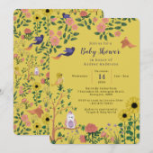 Boho Yellow Sun Flower Tea Party Baby shower Kaart (Voorkant / Achterkant)