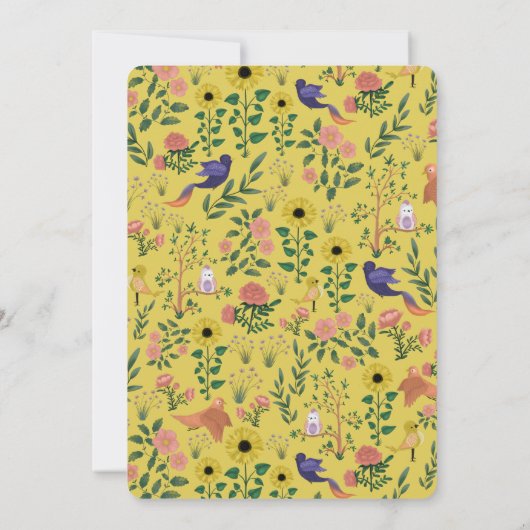 Boho Yellow Sun Flower Tea Party Baby shower Kaart (Achterkant)