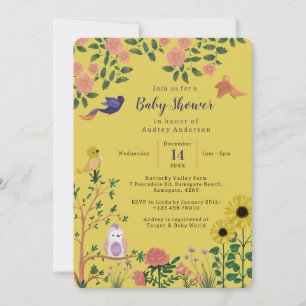 Boho Yellow Sun Flower Tea Party Baby shower Kaart