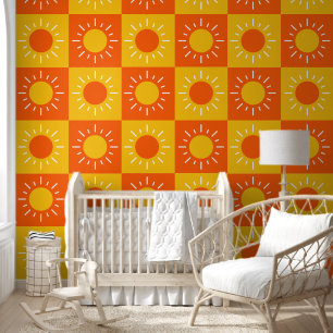 Boho Yellow Sun Pattern Kinder kinderkamer Behang