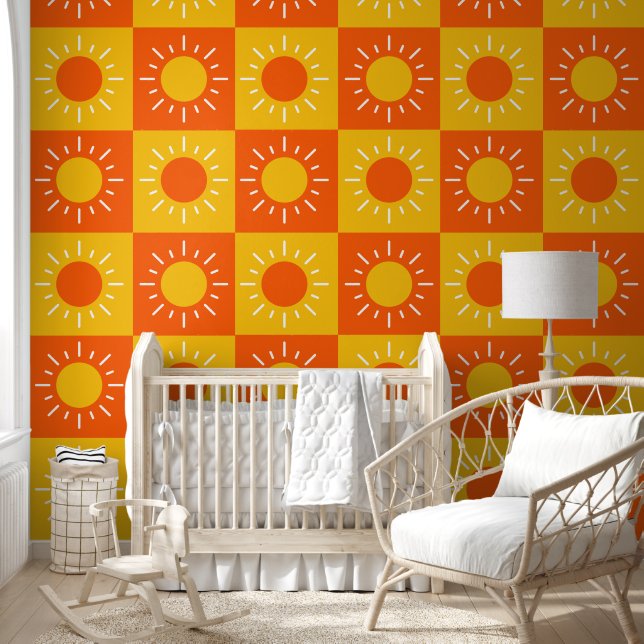 Boho Yellow Sun Pattern Kinder kinderkamer Behang (Kinderen)