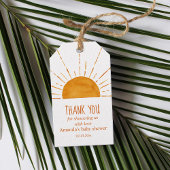 Boho Yellow Sunshine Baby shower Dank je wel Cadeaulabel