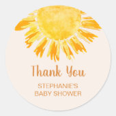 Boho Yellow Sunshine Baby shower Dank je wel Ronde Sticker (Voorkant)