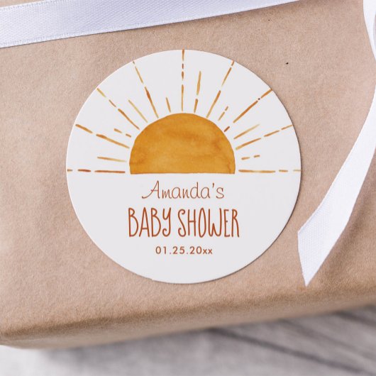 Boho Yellow Sunshine Baby shower Dank je wel Ronde Sticker