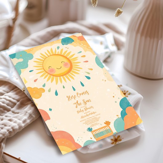 Boho Yellow Sunshine Baby shower Kaart