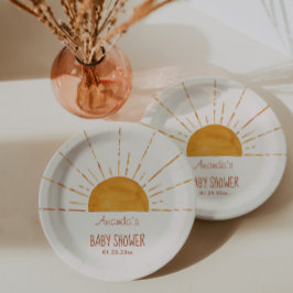 Boho Yellow Sunshine Baby shower Papieren Bordje